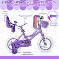 thumbnail image 5 of XJD 12 inch Kids Girls Bike for 3-12 Years Old Toddlers, Princess Children Bicycle with Training Wheels, Streamers, Basket, Doll Seat, Purple, 5 of 16