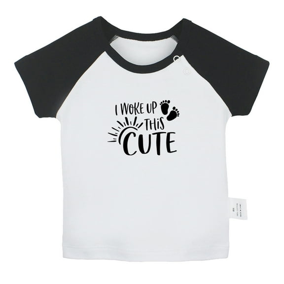 I Woke Up This Cute Funny T shirt For Baby, Newborn Babies T-shirts, Infant Tops, 0-24M Kids Graphic Tees Clothing (Short Black Raglan T-shirt, 0-6 Months)