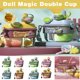 thumbnail image 1 of Vaso grande de 500 ml con dos pajitas - Creative Kawaii Water Bottle para dos bebidas, tapa impermeable y correa ajustable en el hombro, 1 of 3