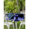 thumbnail image 2 of Outdoor Tablecloth with Umbrella Hole and Zipper, Happy Birthday Blue Round Table Cloth 54 Inch Waterproof Tablecloth, Gifts Balloons Goblet Glitter Ribbons Black Picnic Table Cover for Patio Camping, 2 of 7