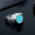 thumbnail image 4 of Gem Stone King 3.00 Ct Oval Green Turquoise 925 Sterling Silver Dad Father's Day Gift Men'sRing, 4 of 5