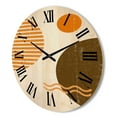 thumbnail image 3 of Designart 'Abstract Minimal Moon and Sun In Earth Tones III' Modern Wood Wall Clock, 3 of 5