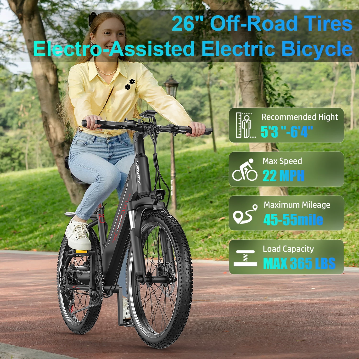 Electric Bike for Adults,1000W Motor Peak Ebike, 480Wh Removable Battery E Bike, Max 45Miles 25MPH, 26" Electric Mountain Bike, 7-Speed & Front Suspension, Electric Bicycle for Commute