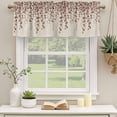 thumbnail image 2 of 2 Pack Brown Eucalyptus Leaves Valances for Windows Bedroom Living Room Window Treatments, Spring Leaves Plants Country Beige Rod Pocket Valance Drapes Short Kitchen Curtains Over Sink 54"x18", 2 of 8