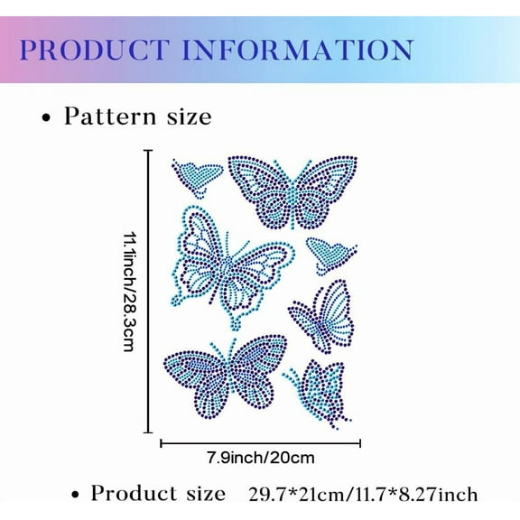 1 sheet Glass Hotfix Rhinestone for Clothes Bags Pants Butterfly Iron on Appliques Costume Accessories 297x210mm
