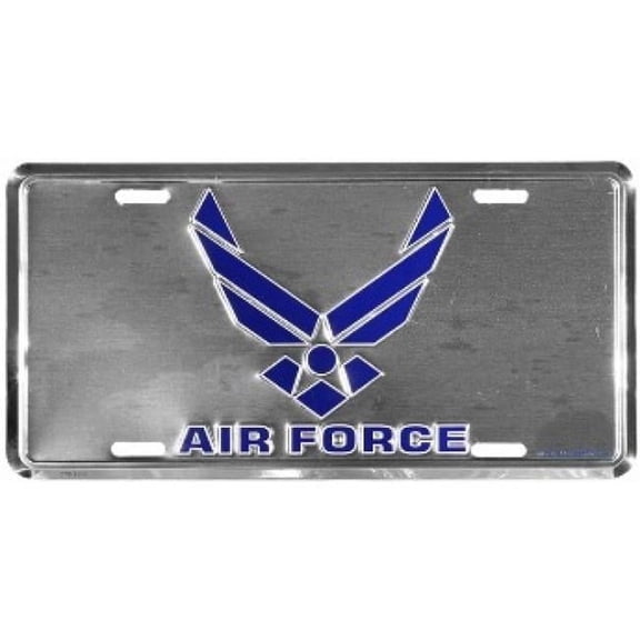 Air Force Wing Logo on Chrome License Plate