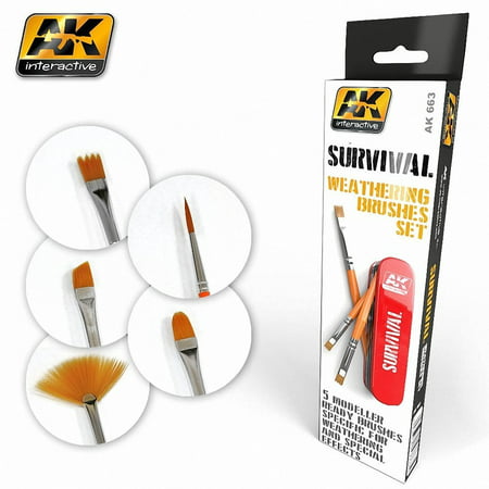 AKI663 - Survival Weathering Brushes Set, Exclusive set of brushes specially developed for weathering purposes. If the products are important.., By AK