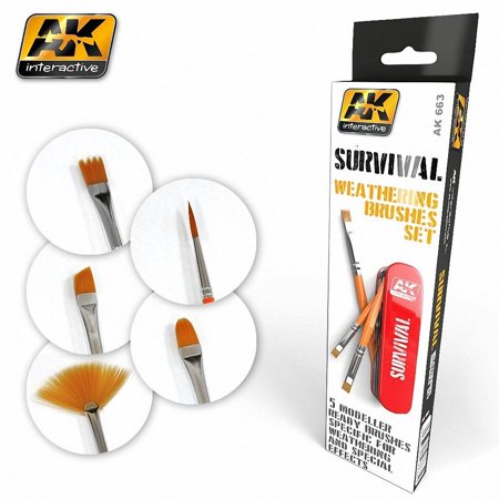 AKI663 - Survival Weathering Brushes Set, Exclusive set of brushes specially developed for weathering purposes. If the products are important.., By AK (Best Ak 47 For Sale)