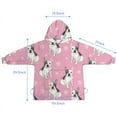 thumbnail image 7 of Pink French Bulldog Love Heart Blanket Hoodies for Kids 6-13YR Oversize Wearable Blanket Hoodies for Boys Girls Teens, 7 of 7
