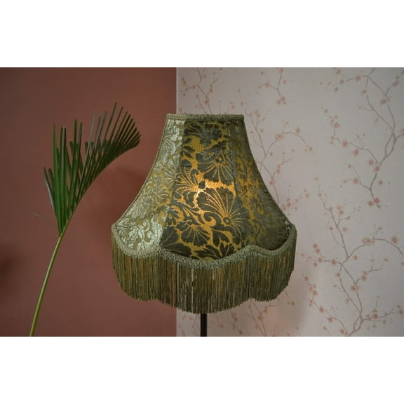 BespokeByNikita Velvet Green Fringe Oval Lampshade