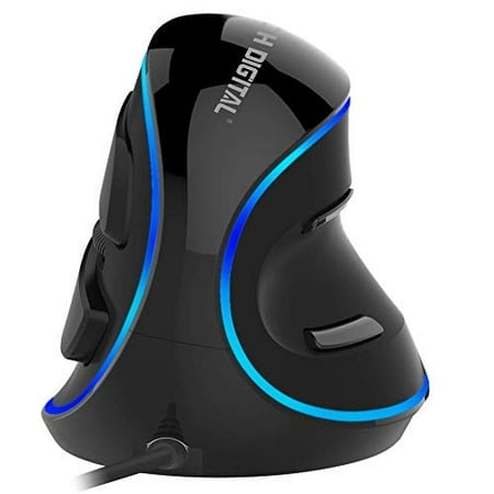 J-Tech Digital Wired Ergonomic Vertical USB Mouse with Adjustable Sensitivity (600/1000/1600 DPI), Scroll Endurance, Removable Palm Rest & Thumb Butto