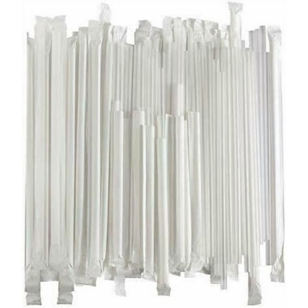 Fitting Store Plastic Translucent Drinking Straws Paper Wrapped 8.75 Inch Translucent [300 Counts] Translucent 7Mm