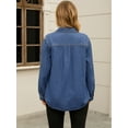 thumbnail image 3 of Unique Bargains Women's Denim Shirt Long Sleeve Jean Jackets Casual S Blue, 3 of 6
