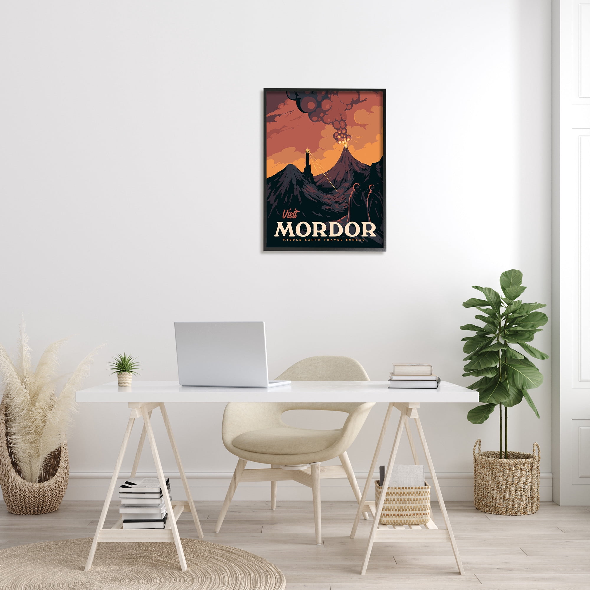 Stupell Industries Visit Mordor Volcano Fantasy Literature Graphic Art Black Framed Art Print Wall Art, Design by Matheus Lopes Castro