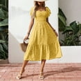 thumbnail image 5 of Tianiyouqing Maxi Dress Women Backless Floral Ruffle Smocked Flowing Swing Dresses Square Neck Tiered Flutter Sleeve Boho Midi Sundress Yellow XL, 5 of 6