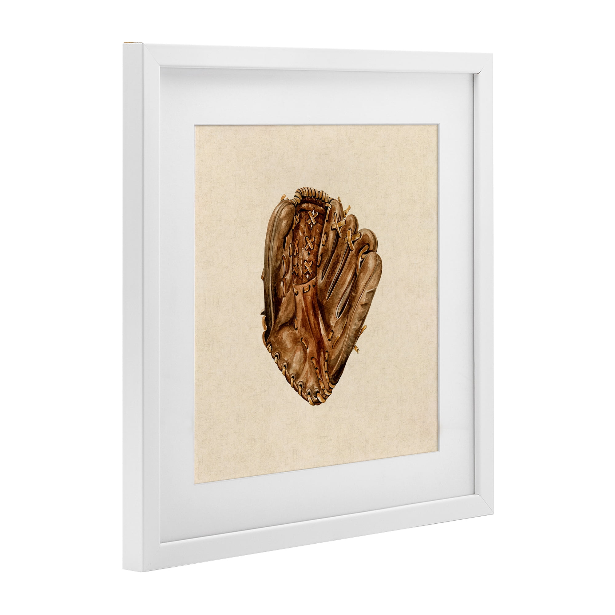 Stupell Industries All Star Baseball Glove White Framed Print Under Glass, design by Bethany Sandoval