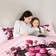 thumbnail image 4 of Erosebridal Girls Monogrammed T Bedding Comforter Set 7pcs, Retro Floral King Bedding Sets, Pink Reversible, 4 of 7