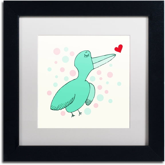 Trademark Fine Art "Dreamy Love Bird" Canvas Art by Carla Martell, White Matte, Black Frame