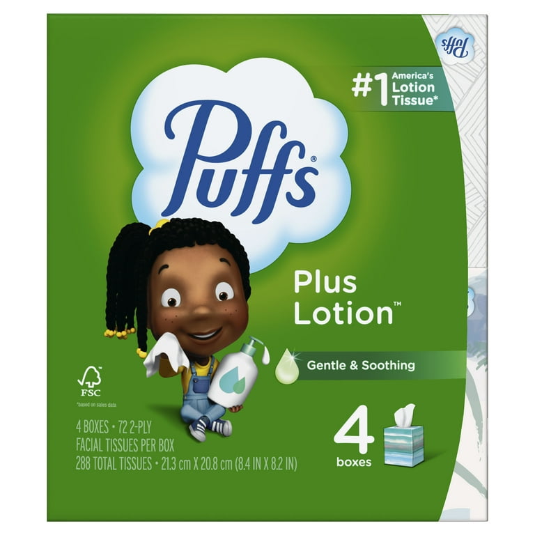 Puffs Plus Lotion Facial Tissues - 3 boxes, 124 count each