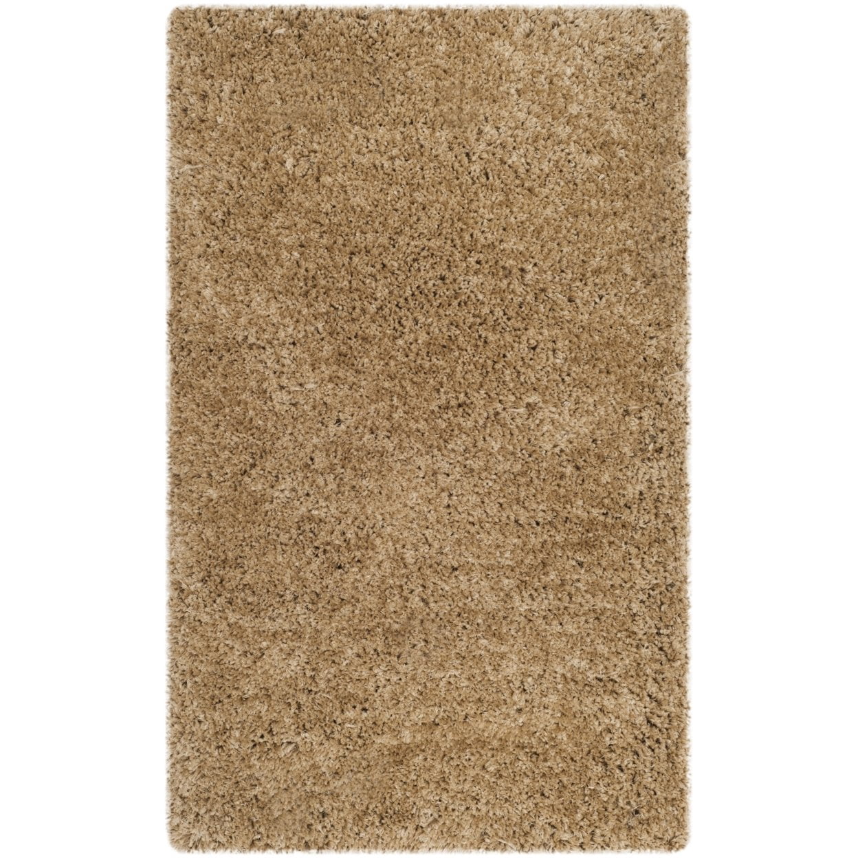 SAFAVIEH Express Juan Solid Plush Polyester Shag Area Rug, Beige, 5' x 8'