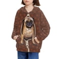thumbnail image 3 of XoenoieeBoys Pullover Hoodies Vintage Pug Dog Paw Print Hooded Sweatshirt Long Sleeve Tops with Front Kangaroo Pocket Activewear for Kids Traveling Running Hiking, S, 3 of 7