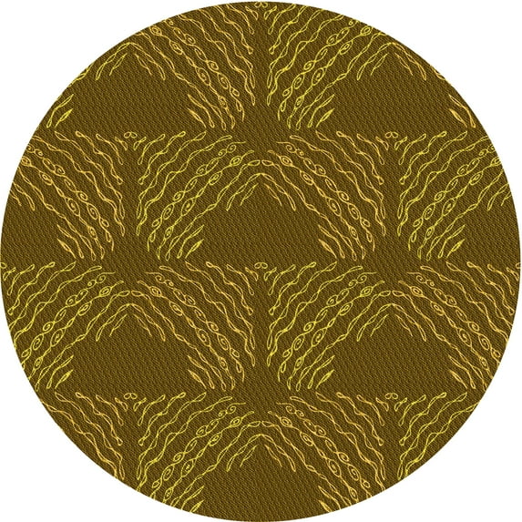 Ahgly Company Indoor Round Patterned Dark Golden Rod Brown Area Rugs, 6' Round