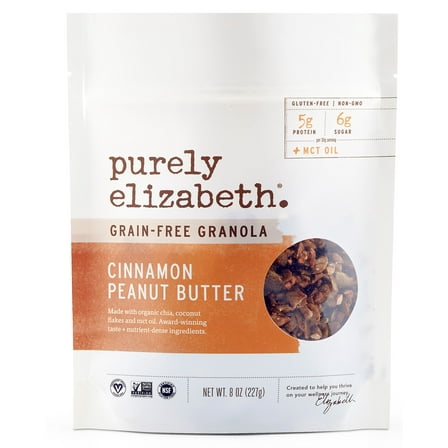Purely Elizaeth Grain Free Granola Cinnamon Peanut Butter with MCT 8 oz Certified Gluten Free, Keto, Paleo, Vegan and Non GMO