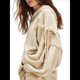 thumbnail image 2 of Sudadera con Capucha Informal de Larga con Cremallera y Bolsillos para Mujer, Talla Grande Cremoso S, 2 of 7