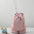 thumbnail image 4 of Drawstring Gym Backpack Sports Bag with Shoe Compartment Racket Pocket Lightweight Daypack for Badminton Tennis Basketball Fitness, 4 of 8