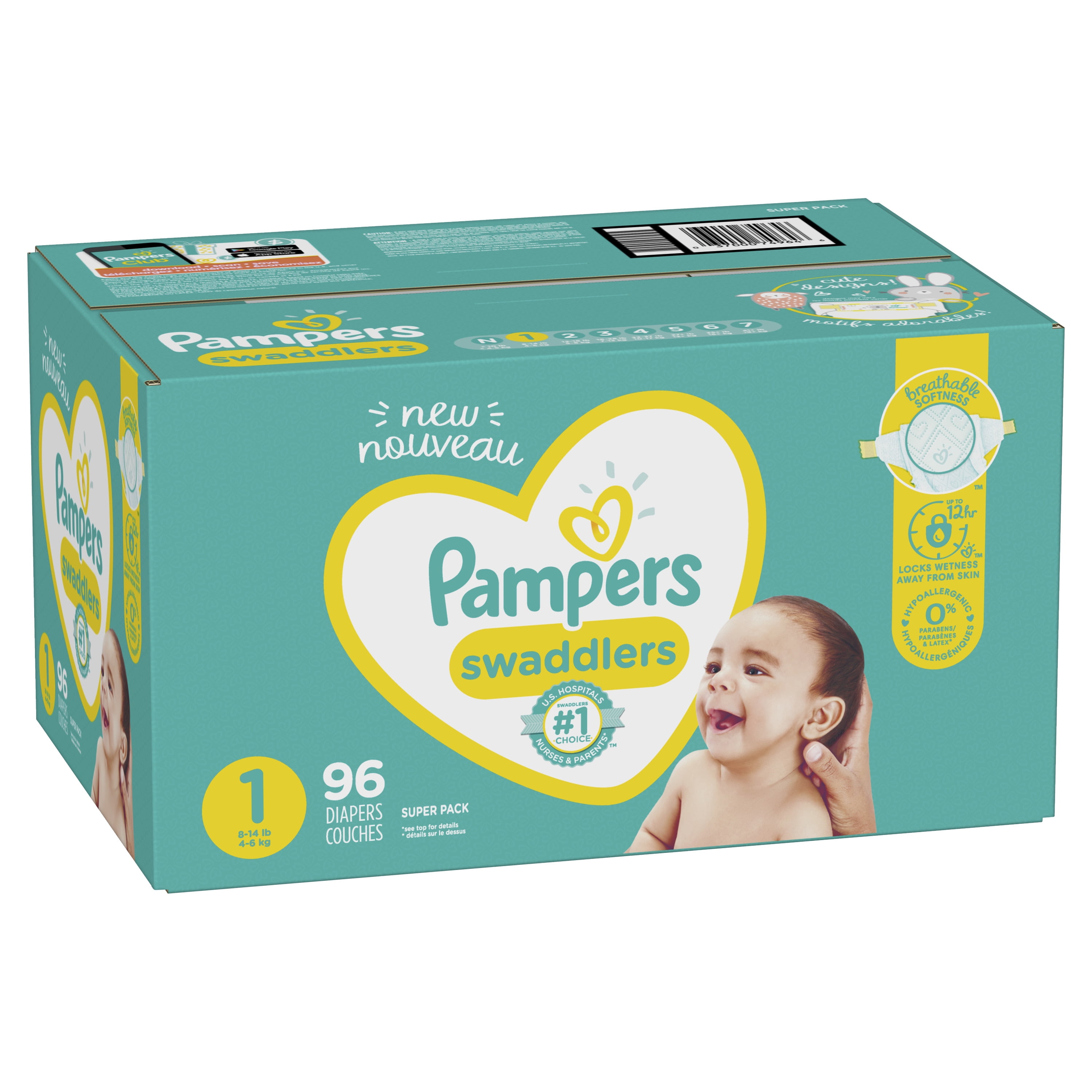 Comprar Pañales Desechables Pampers Swaddlers Talla 1 - 96 Unidades
