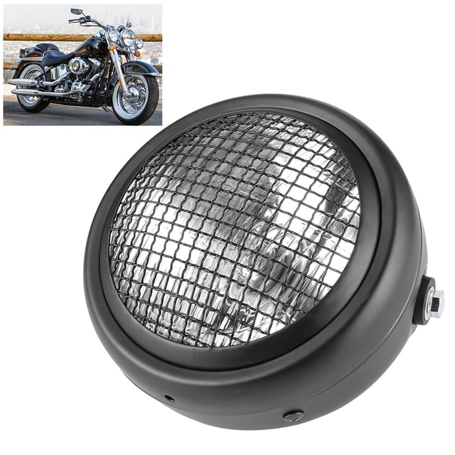 Faro 7 Pulgadas 55 W Motocicleta Parrilla Faro Estilo Retro Lámpara De Cabeza Halógena Alto Brillo