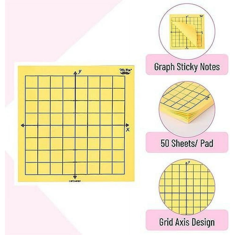 24 Pads Graph Paper Sticky Note Pads 600 Sheets 3 x 3 Inch Mini Graph Pads  Adhesive Grid Variety of XY Axis Coordinate Grid Notepad for Office School