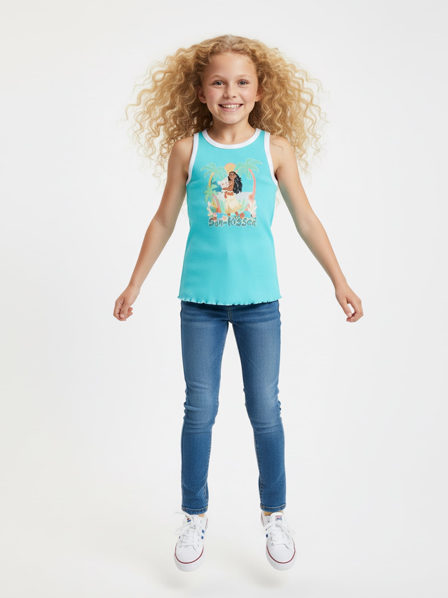 Disney Moana Girls Sunkissed Ringer Graphic Tank Top, Sizes 4-16