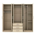 thumbnail image 6 of 6-Doors Wooden Wardrobe for Bedroom, Freestanding Clothing Storage Cabinet with 3 Big Drawers, Modern Large Wood Closets with Hanging Rod,  Brown, 6 of 8