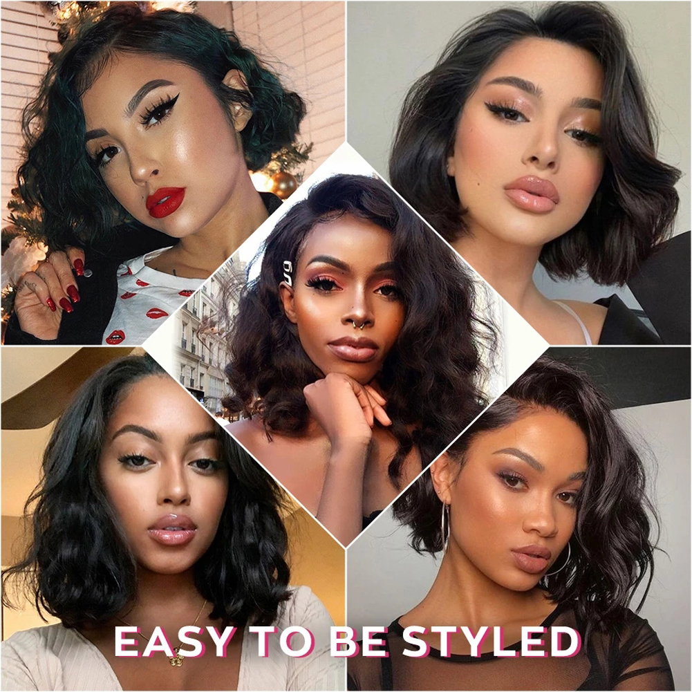 MDL Body Wave 4x4 Lace Front Wigs Human Hair Pre Plucked With Baby Hair Natural Color For Black Women 180% Density 14inch