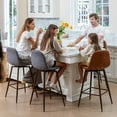 thumbnail image 3 of Homy Casa Set of 4 Swivel 26 inch Bar Stools with Footrest Upholstered Seats for Kitchen Dining Home Bar, Brown PU, 3 of 10