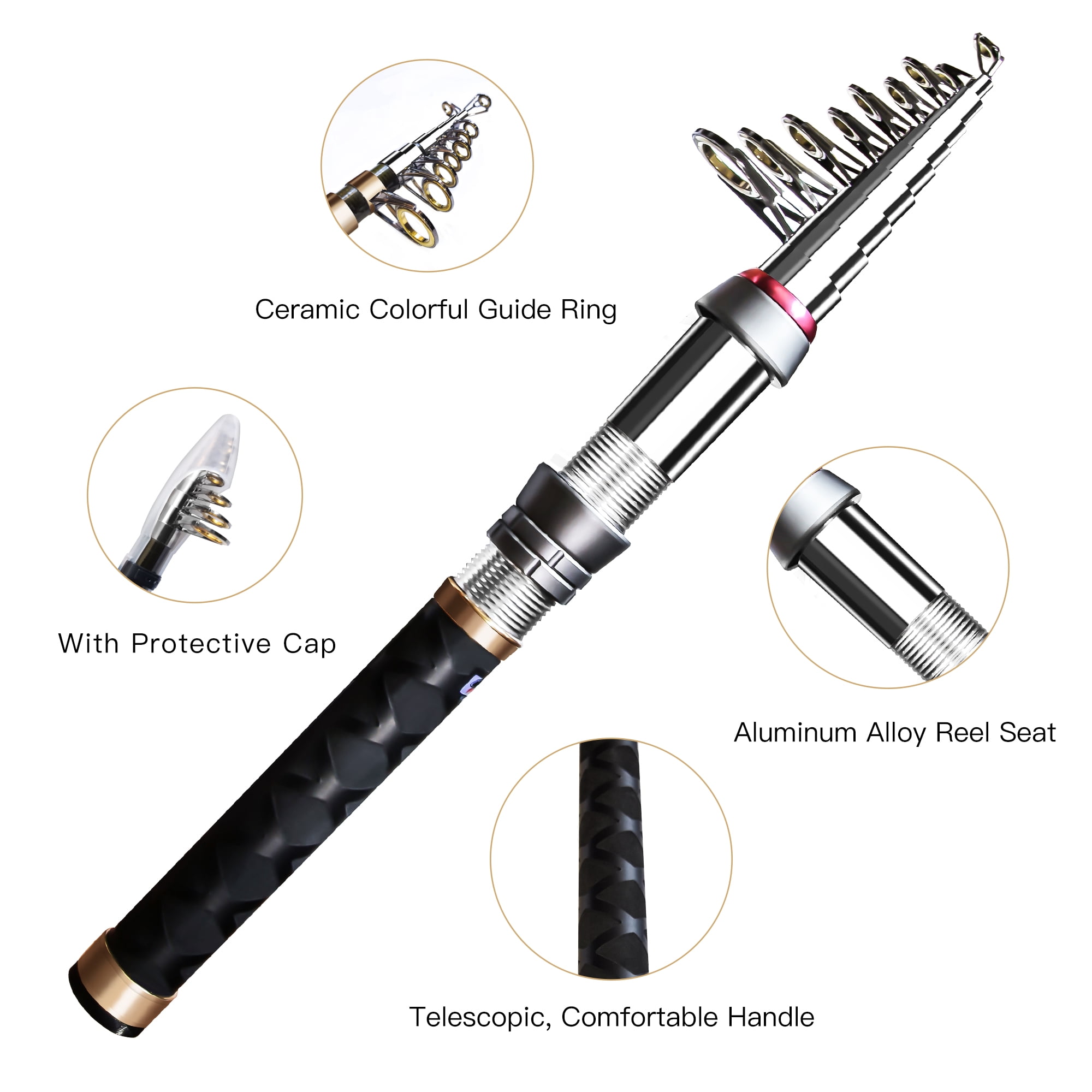 Fishing Rod and Reel Combo 7ft Ambidextrous, Portable Fishing Pole Kit with Spinning Reel, Lures, Line, Carrier Bag for Adult Teens Beginner
