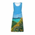 thumbnail image 4 of CQCYD Summer Dresses 2023, Women Printed Sleeveless Crew Neck Dress Loose Beach Dress Holiday Dress and Ankle Dress Leisure Sales Today Clearance Blue XL, 4 of 5