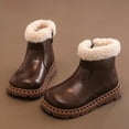 thumbnail image 2 of Linfrsh Girls Winter Boots Kids Work Boots Boys Girls Side Zipper Lace Up Work Boots Combat Boots for Toddler Girl Brown,13.5, 2 of 6