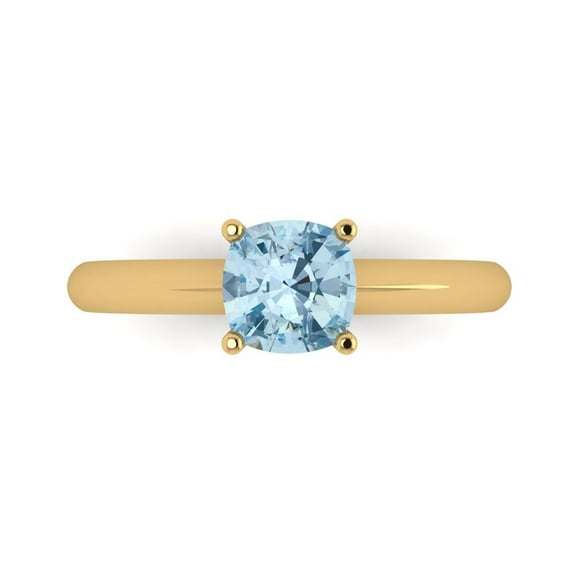 Solitaire Engagement Ring for Women - 1ct Natural Aquamarine in 14K Yellow Gold Promise Ring