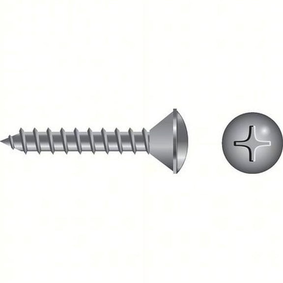 SeaChoice 00793; #8 X1 Phillips Head Oval Sheet Metal Screw Stainless Steel 100/ Bag