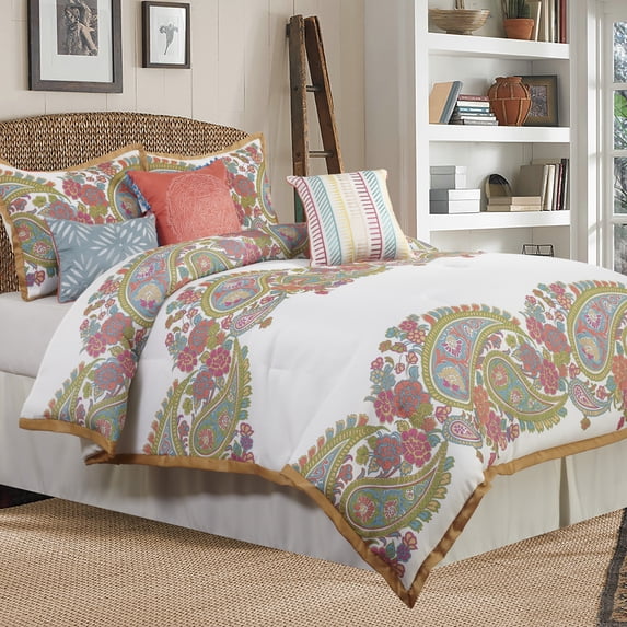 Lanco Jan Paisley 7-Piece Comforter Set, Multi-Colored, King, 100% Polyester fill