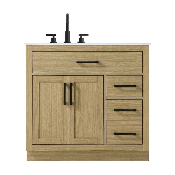 Elegant Kitchen and Bath Alden 36 Inch Single Bathroom Vanity In Honey Brown