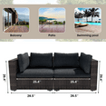 thumbnail image 2 of Grezone 2 Pieces Patio Furniture Set, All Weather Outdoor Sectional PE Rattan, Patio Conversation Sets with Cushions and Glass Coffee Table for Garden Lawn Balcony Porch Deck, Black, 2 of 6