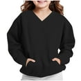 thumbnail image 4 of Atogsazn Kids Boys V Neck Sweatshirt Children's Casual Long Sleeve Pullover Sweatshirts Loose Fit Tops Clothing 01-Black 5-6 Years Fashion, 4 of 8