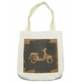 thumbnail image 1 of Grunge Tote Bag, Retro Motorcycle with Murky Effects Vintage Sports Illustration Image, Cloth Linen Reusable Bag for Shopping Books Beach and More, 16.5" X 14", Cream, by Ambesonne, 1 of 2