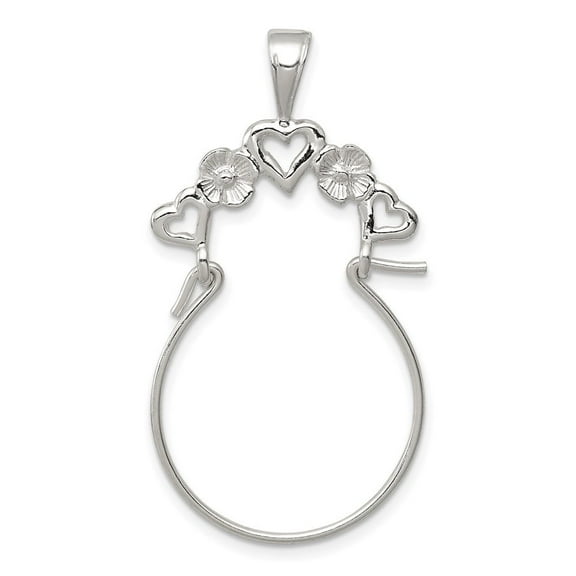Auriga Fine Jewelry 925 Sterling Silver Heart Holder Charm Pendant (L -42mm, W -20mm) for Women