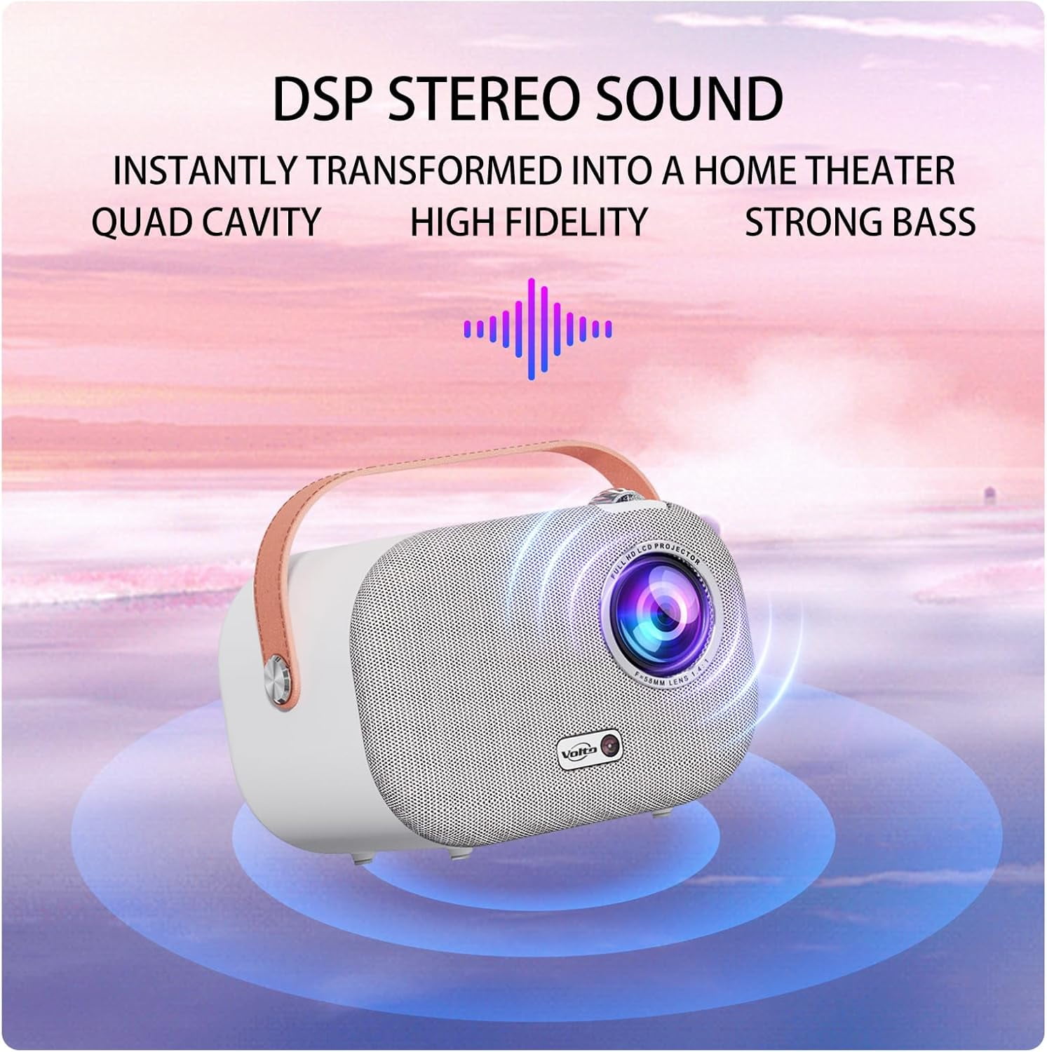 4K+ Home Projector with Direct WiFi,Bluetooth Mobile Projection,Built-in Speaker,Outdoor Compatible,SUN700