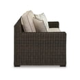 thumbnail image 3 of Waga 71 Inch Outdoor Loveseat- 2 Throw Pillows- Brown Resin Wicker- Beige, 3 of 8