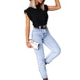 thumbnail image 7 of Franhais Women Plus Size T-shirts, Short Sleeve Summer Loose Tops, Solid Color Casual Blouses, 7 of 7